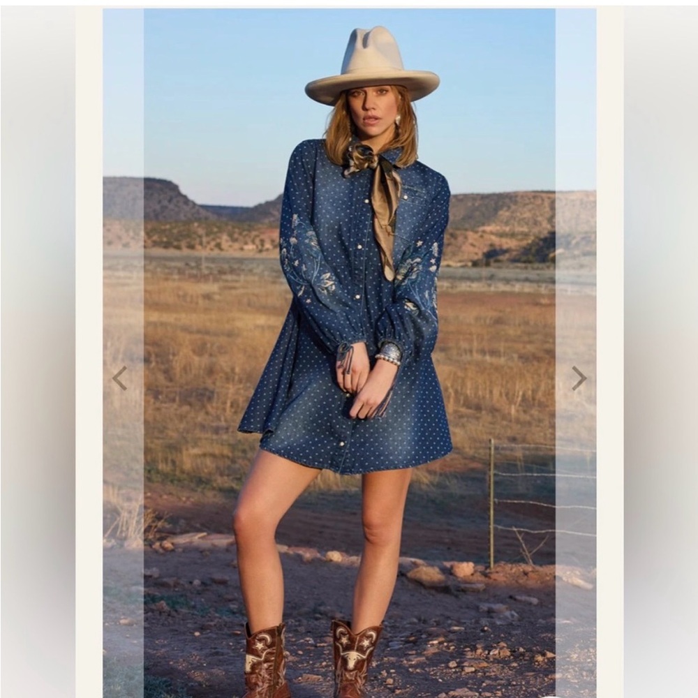 Double D Ranch Navy Floral Long Sleeve Dress